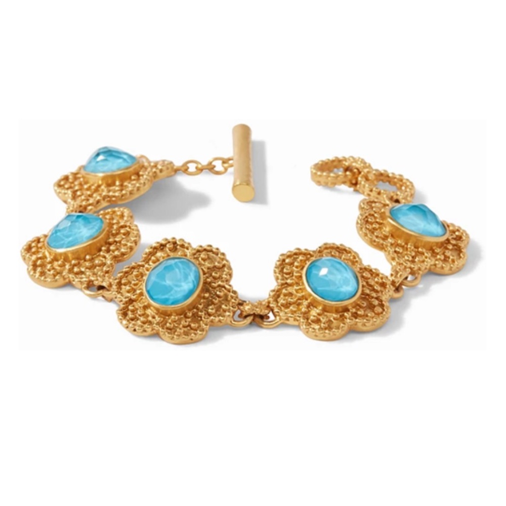 NWT Authentic Rare Julie Vos Flower Station Chalcedony Blue Statement Bracelet - Picture 4 of 17